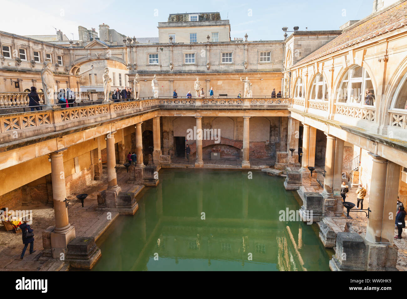 Bath, United Kingdom November 2, 2017 People are in Roman baths of