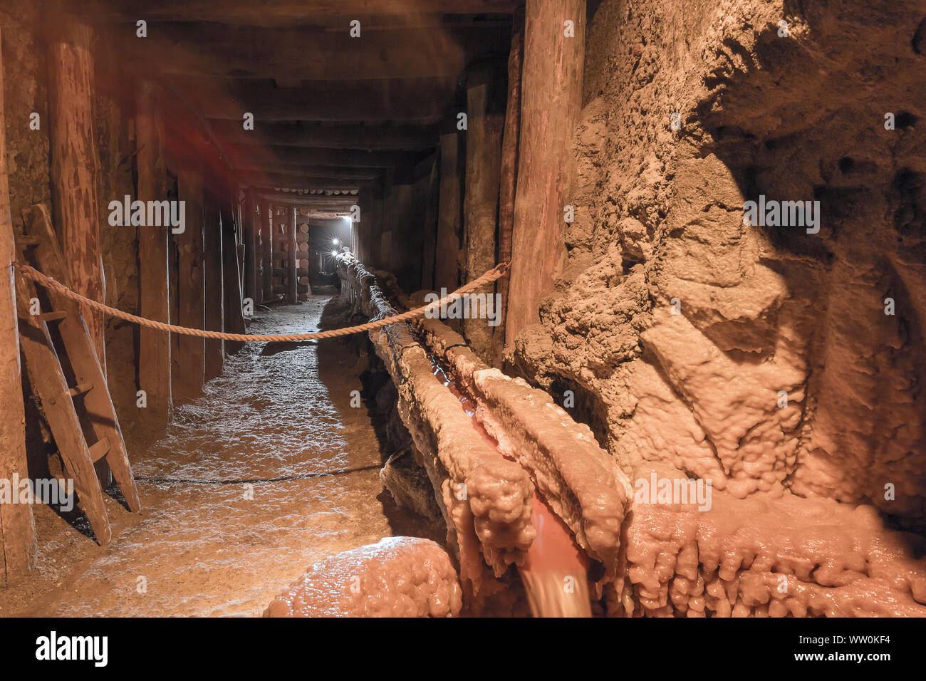 Sewage disposal system in salt caves Stock Photo
