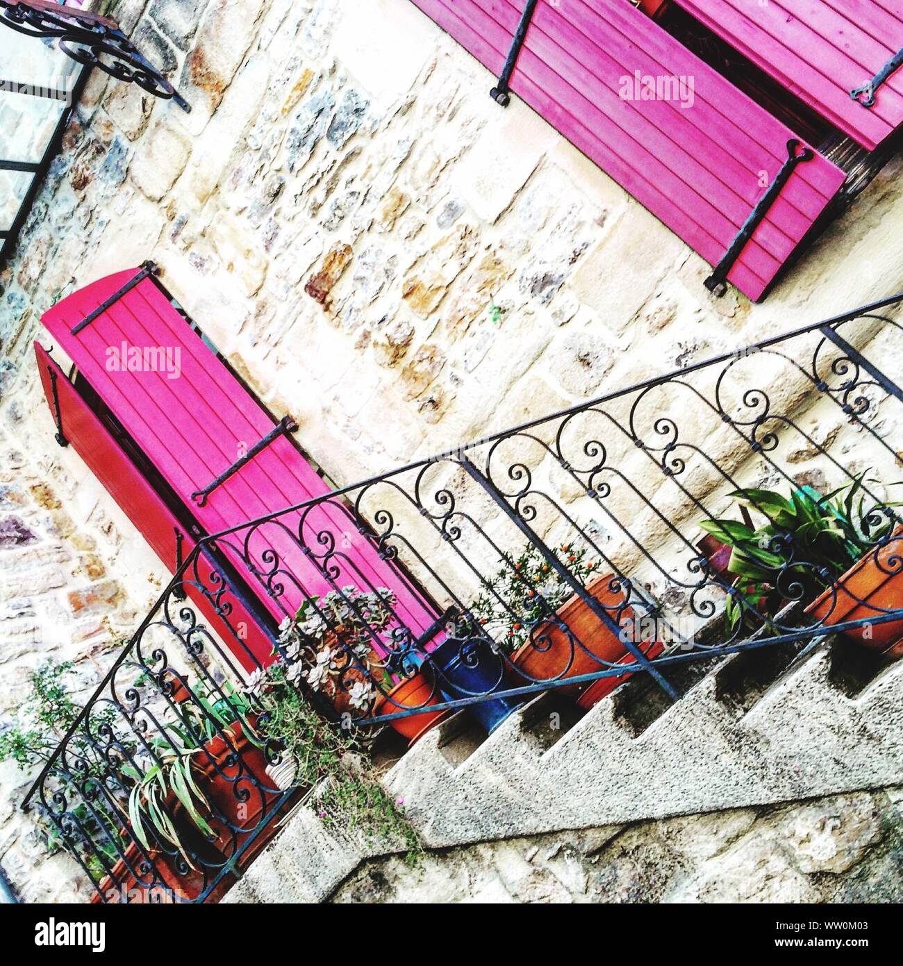 Pink Door Of House Stock Photo - Alamy