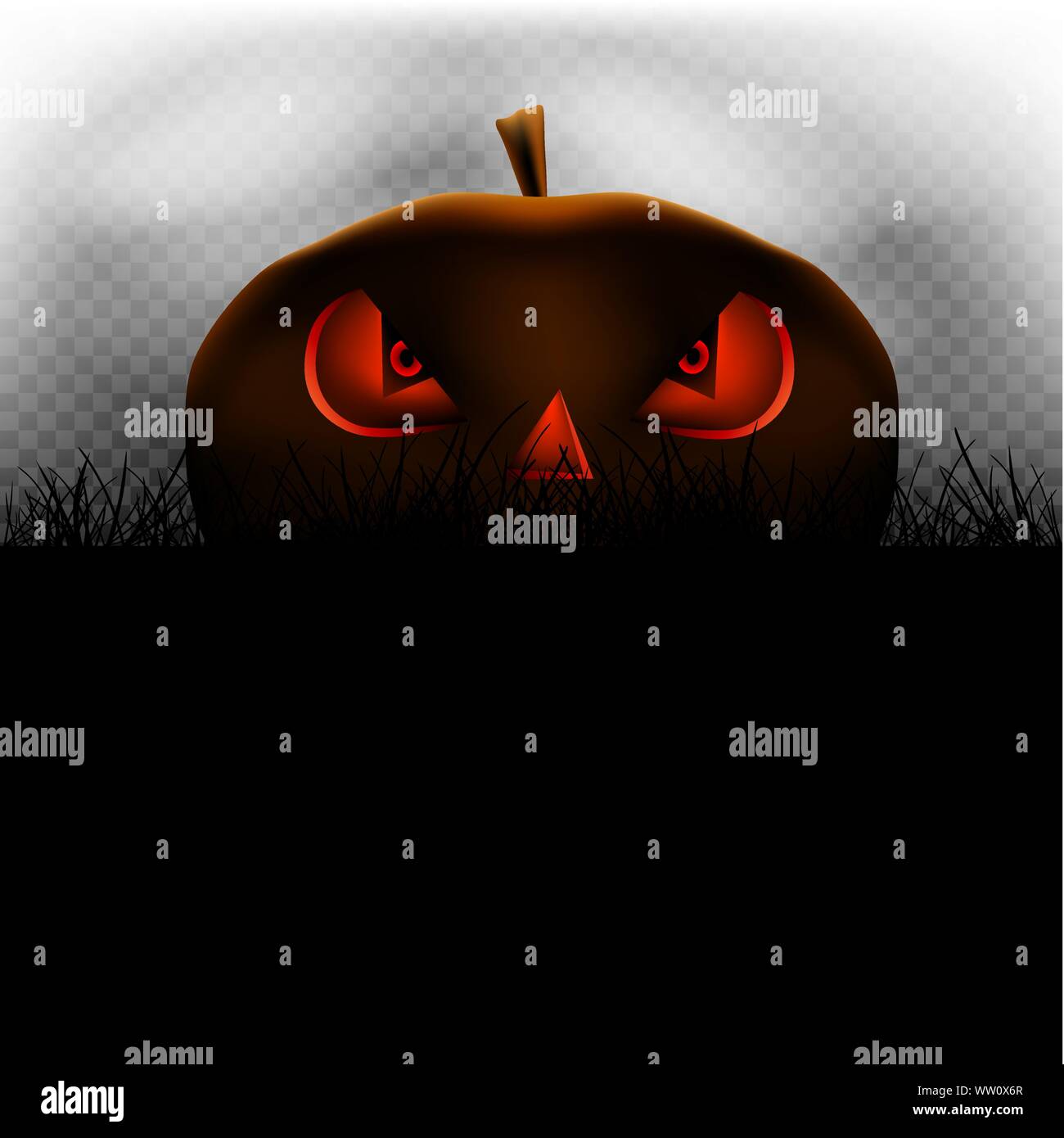 Halloween pumpkin fog and grass Stock Vector Image & Art - Alamy