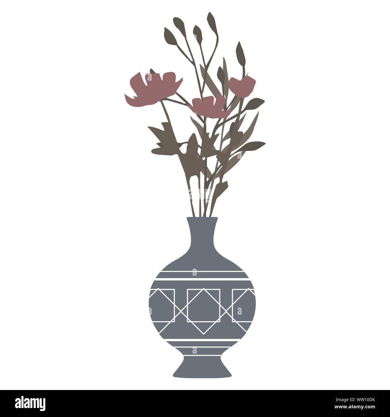 Vector illustration of a bouquet of flowers in a vase Stock Vector ...