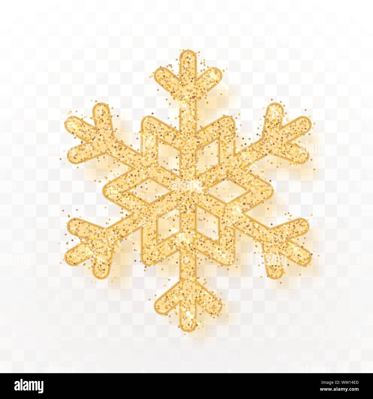 Shining gold snowflakes on white background. Christmas and New Year ...