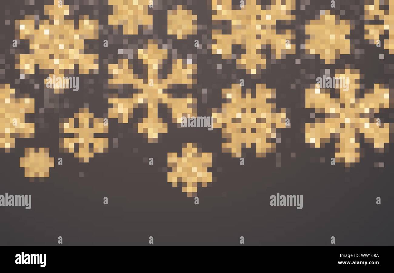 Shining gold snowflakes on black background. Christmas and New Year ...