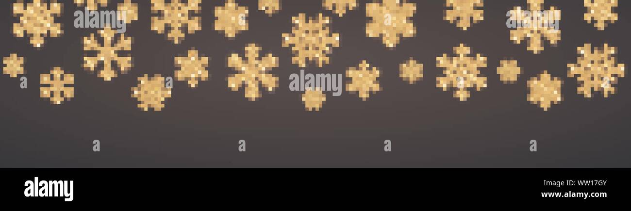 Shining gold snowflakes on black background. Christmas and New Year ...