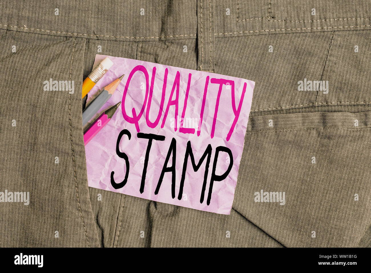 Conceptual hand writing showing Quality Stamp. Concept meaning Seal of