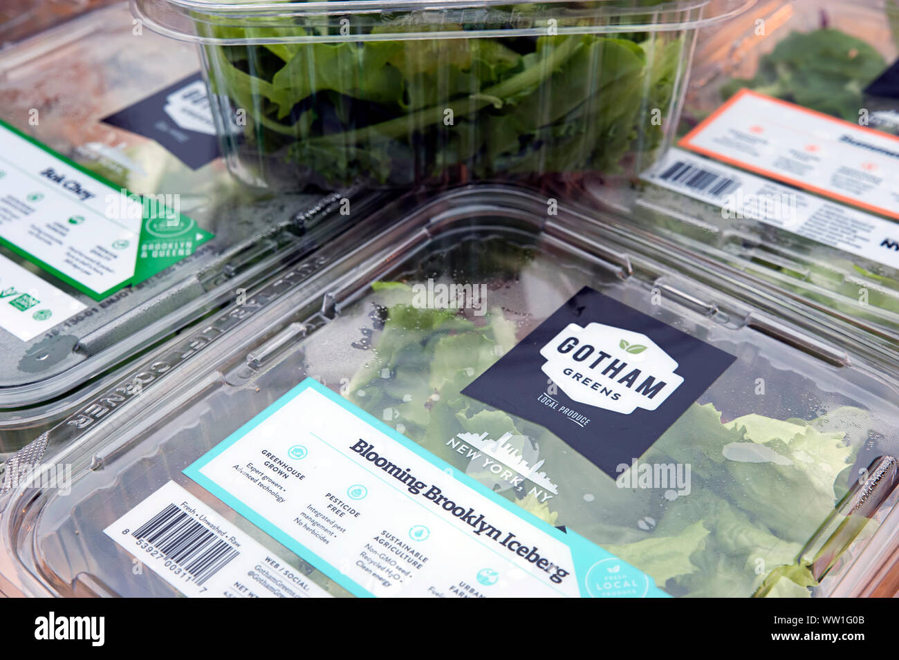 Packed vegetables from Gotham Greens, Brooklyn, New York, USA