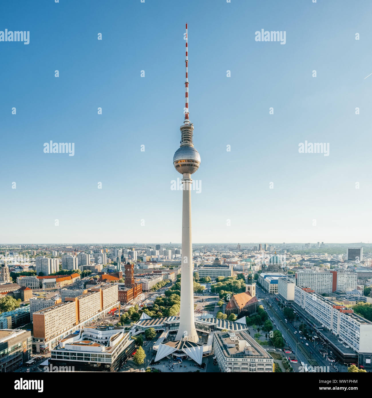 Berlin TV Tower at Alexander Platz at summer in Berlin, Germany Stock Photo