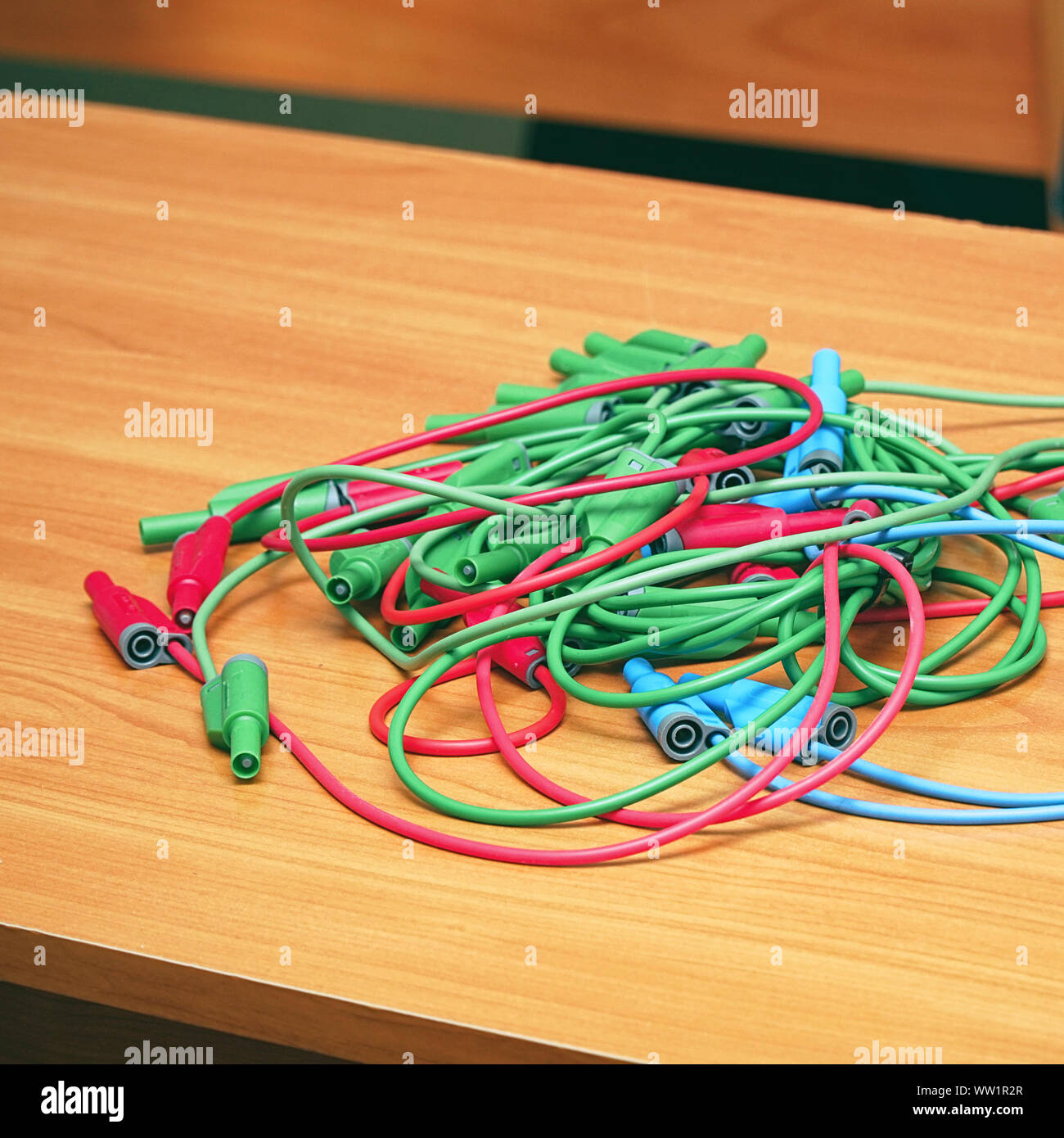 Electrical Plastic wires and connectors on the table Stock Photo Alamy