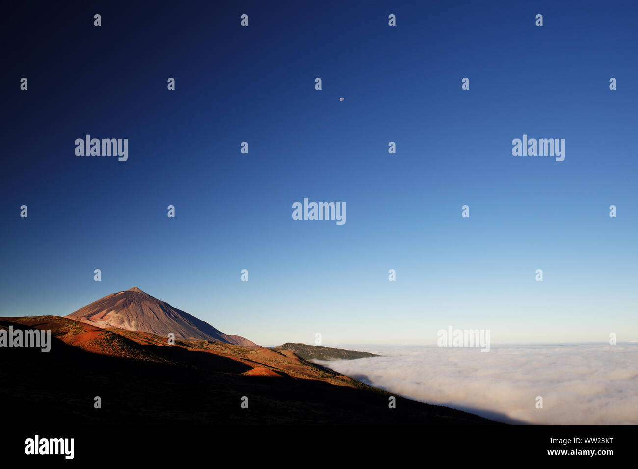 Scenic View Of El Teide Volcano Against Clear Sky Stock Photo
