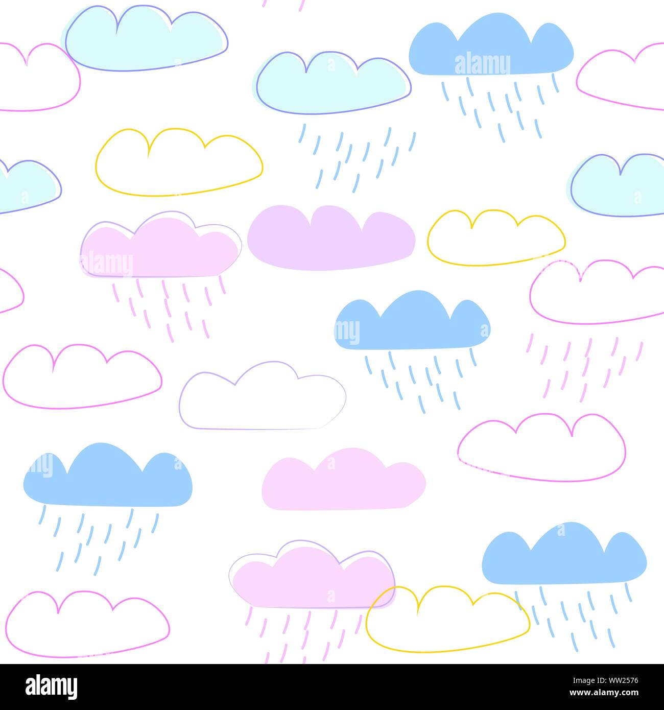 Clouds seamless pattern for a kids design, Scandinavian style, vector iilustration Stock Vector