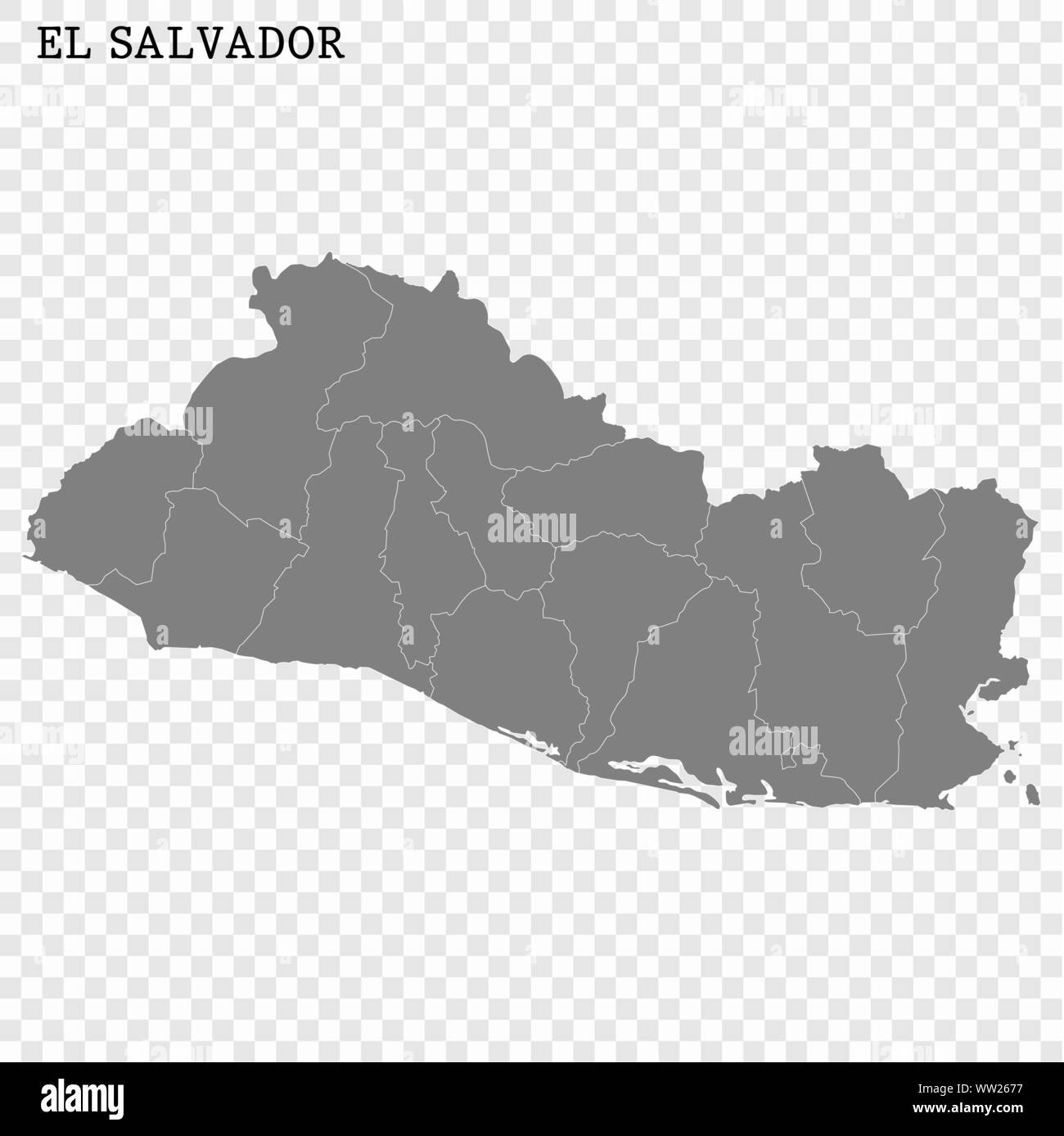 High quality map of El Salvador with borders of the regions Stock Vector