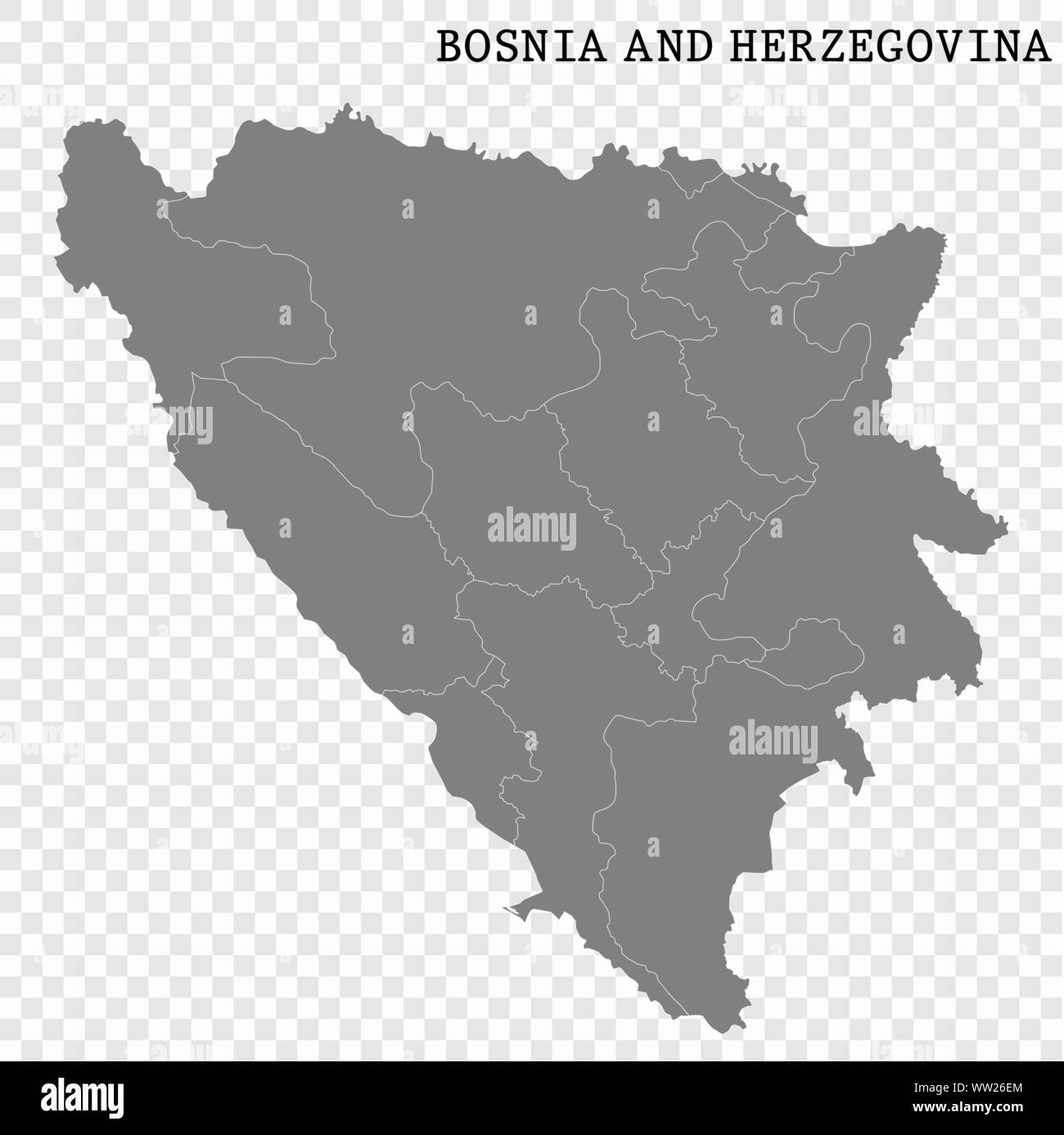 High quality map of Bosnia with borders of the regions Stock Vector