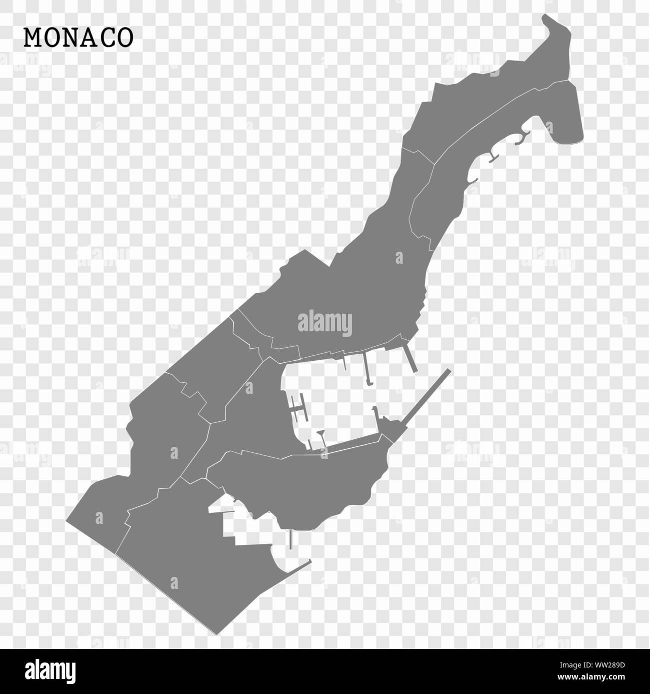 High quality map of Monaco with borders of the regions Stock Vector Image &  Art - Alamy