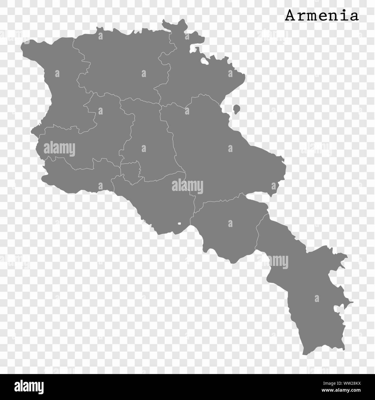 High quality labeled map armenia with borders Vector Image