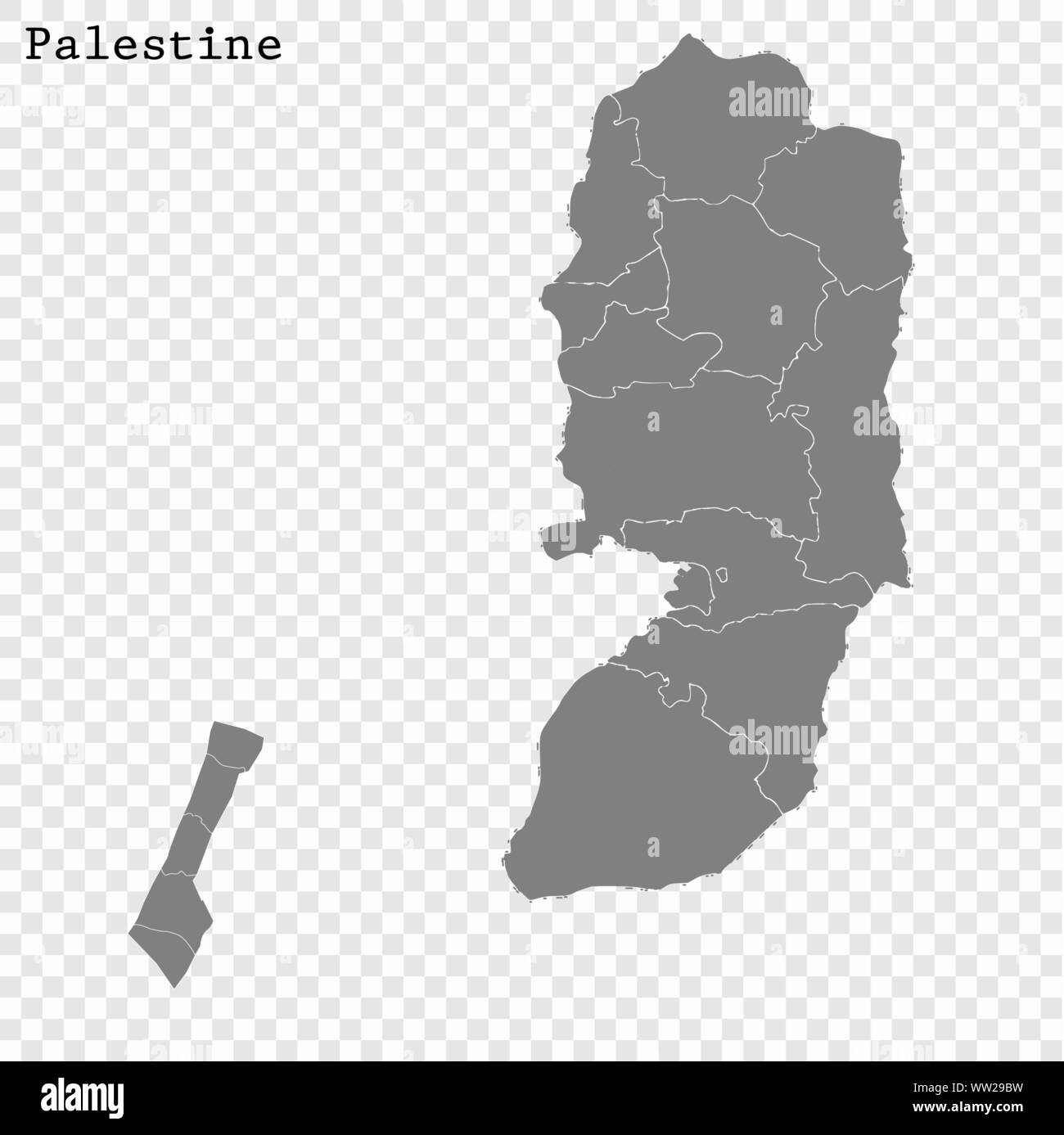 High quality map of Palestine with borders of the regions Stock Vector ...