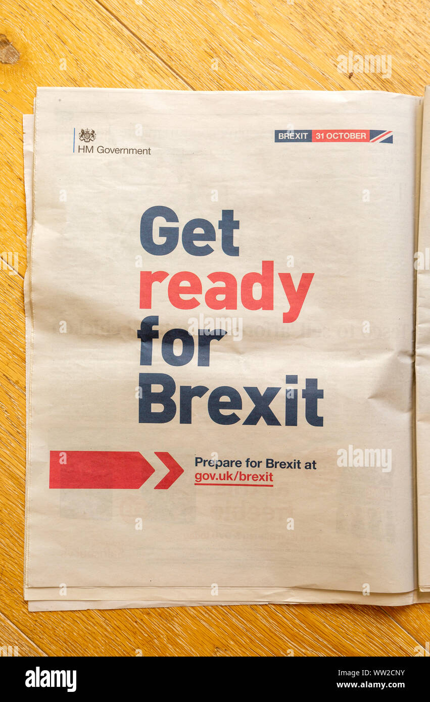 Get Ready for Brexit government advertising September 2019 Stock Photo