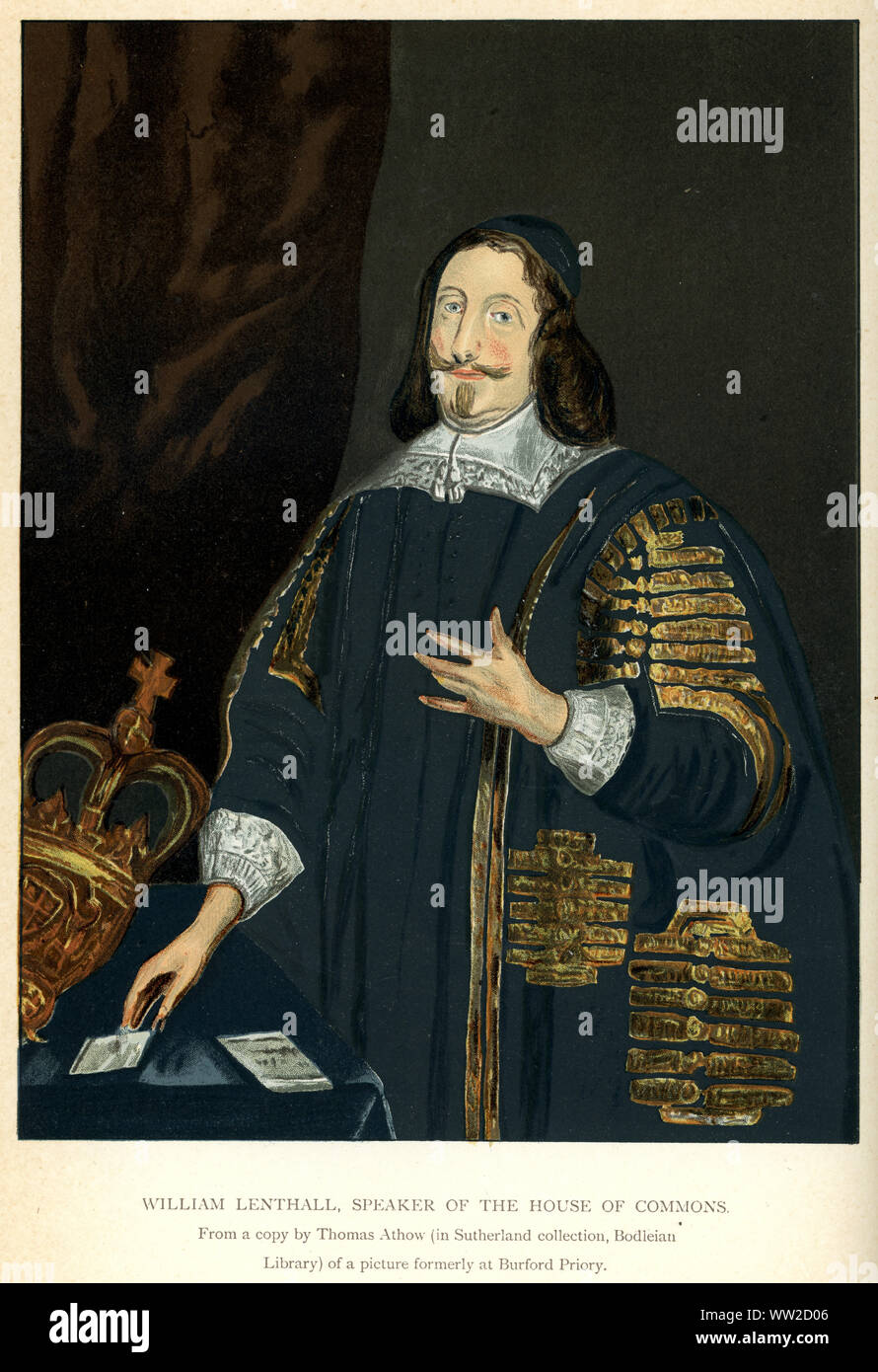 William Lenthall (1591–1662) was an English politician of the Civil War period. He served as Speaker of the House of Commons for a period of almost twenty years, both before and after the execution of King Charles I. Stock Photo