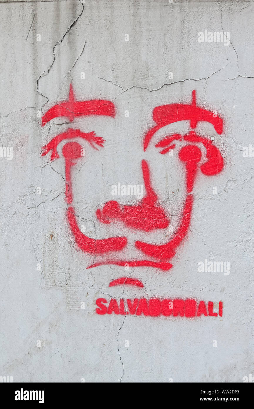 Istanbul, Turkey - May 20, 2016: Tribute Graffiti to Salvador Dali in a street of Istanbul. The painter is considered one of the greatest representati Stock Photo