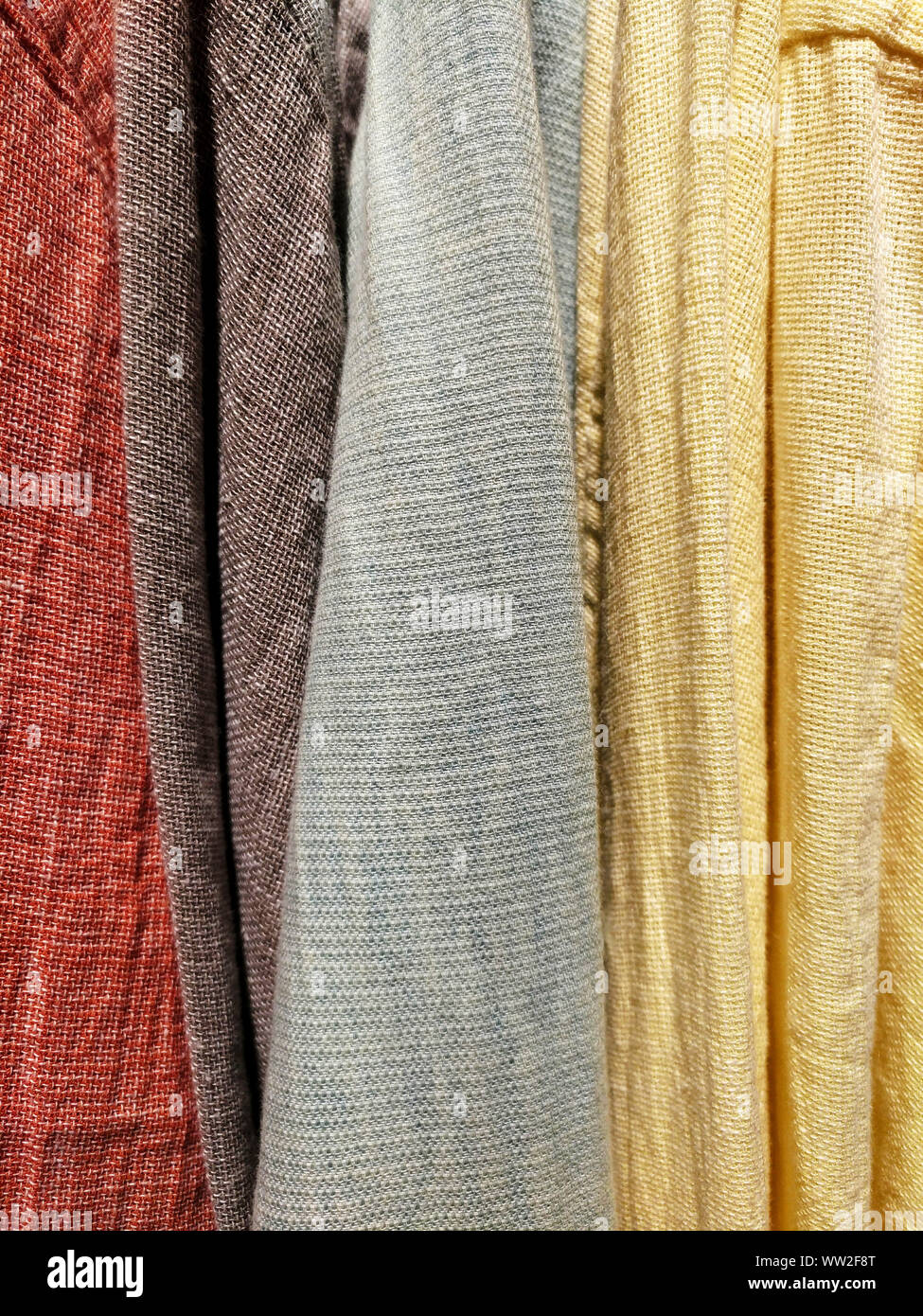 Pastel colored linen fabrics as background Stock Photo Alamy