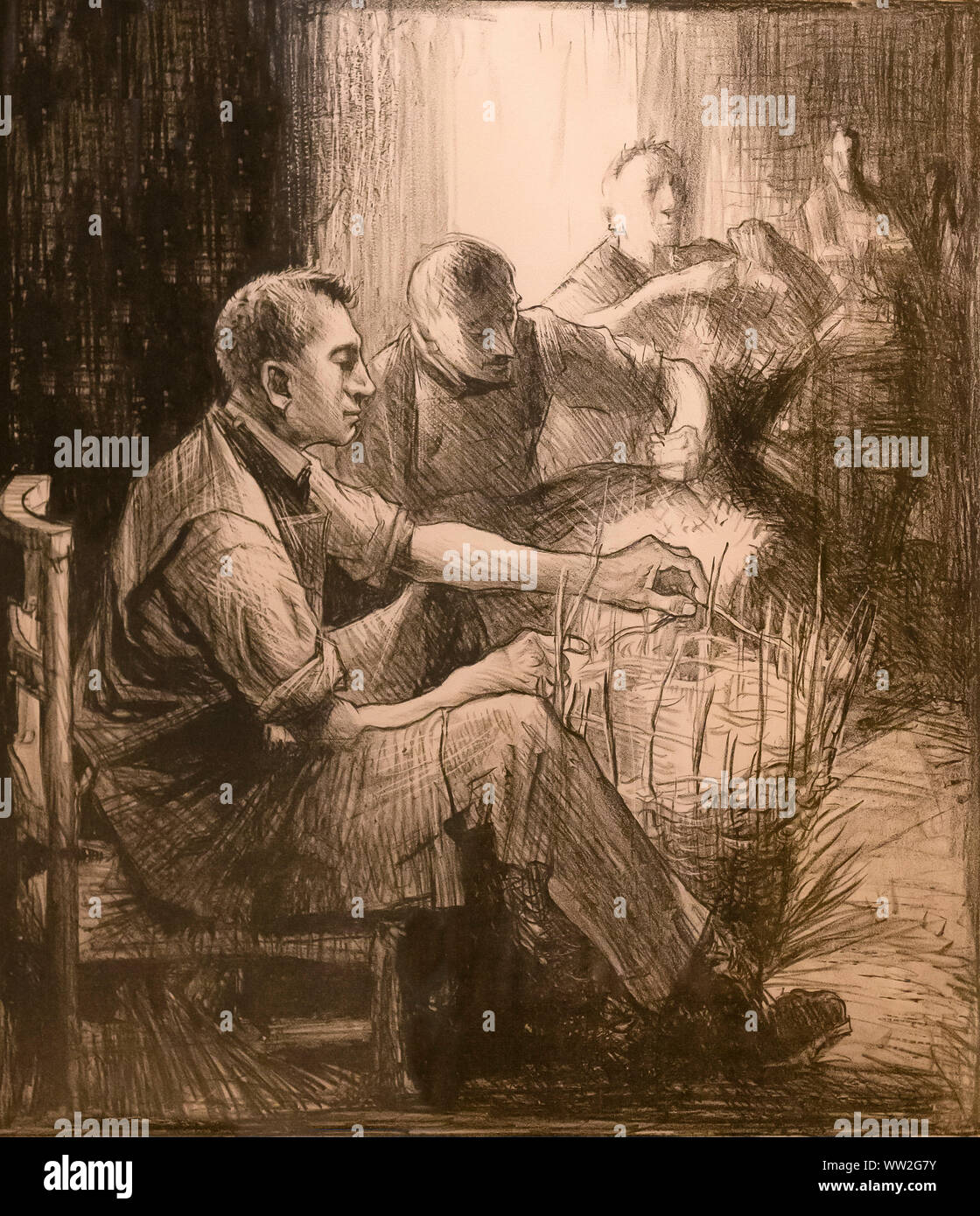 The Basket Maker, Frank Brangwyn, 1916-1917, Stock Photo