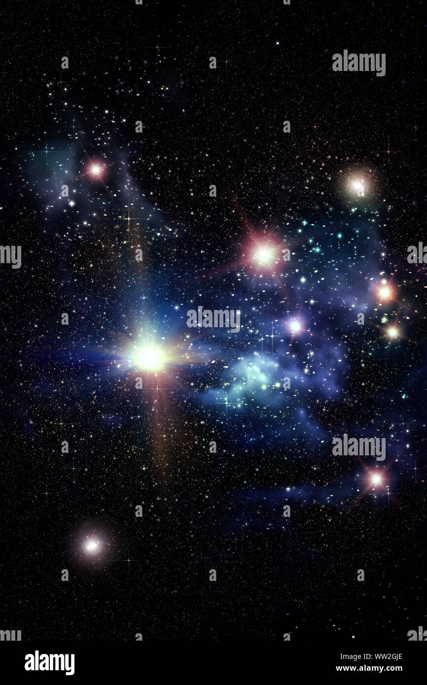 Colorful starry outer space background, star field illustration Stock ...