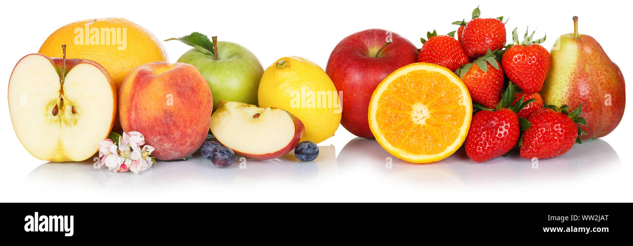 Fruits collection apple apples orange fresh fruit isolated on a white ...