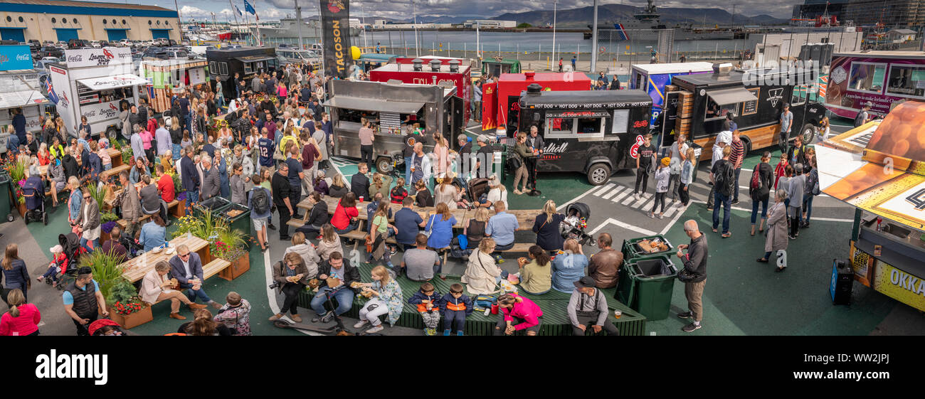 People at Reykjavik Street Food Festival, Reykjavik, Iceland Stock Photo