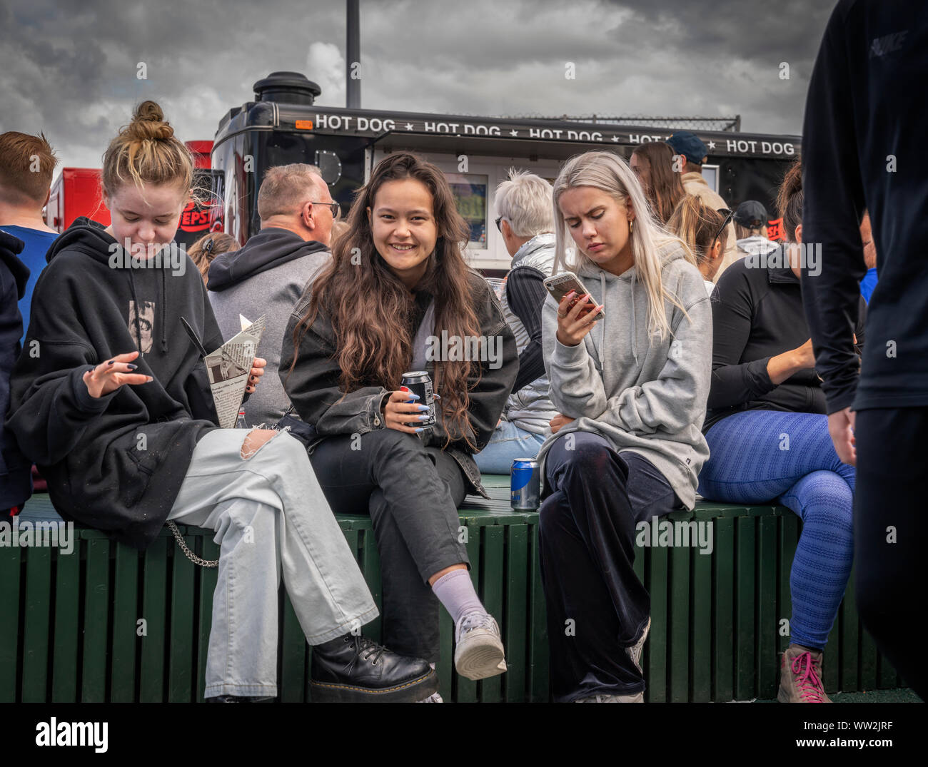 Teenagers at Reykjavik Street Food Festival, Reykjavik, Iceland Stock Photo