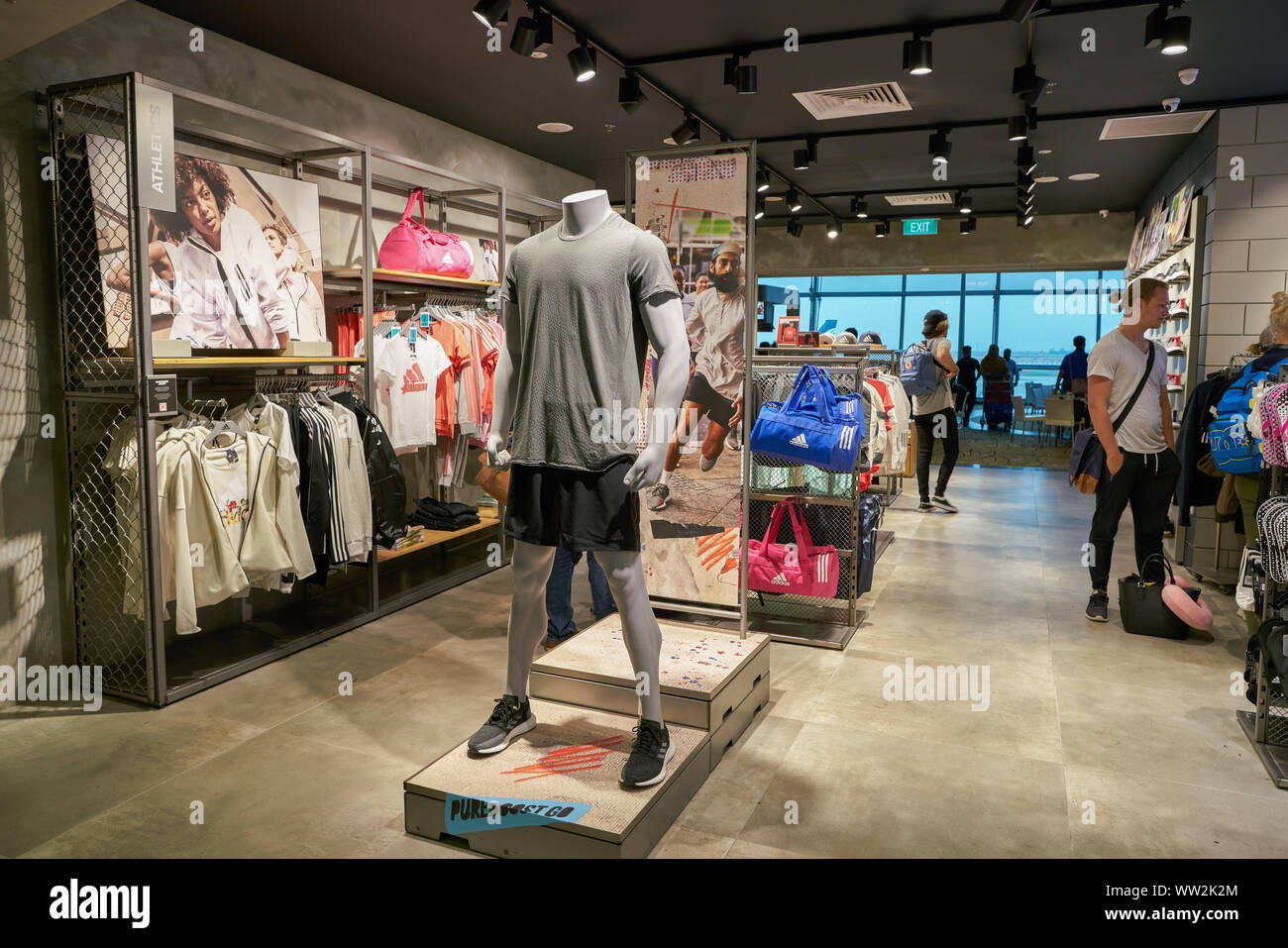 SINGAPORE - CIRCA APRIL, 2019: interior shop of Adidas shop at Singapore  Changi Airport Stock Photo - Alamy