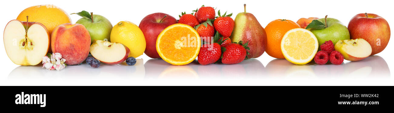 Fruits collection apple apples orange berries fresh fruit isolated on a ...