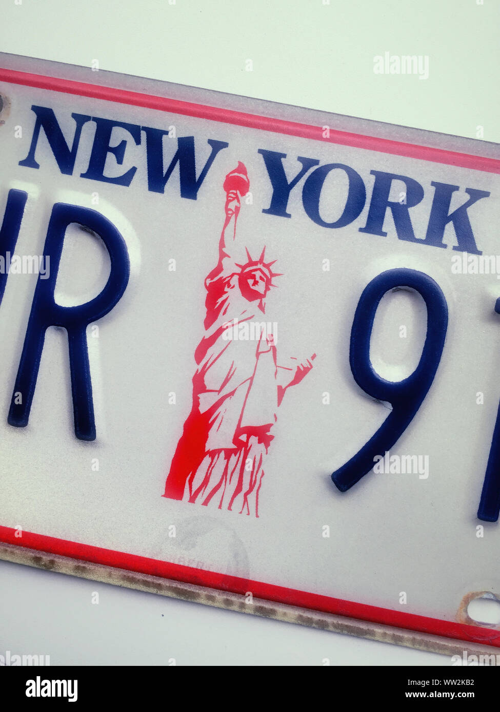 Vintage 1990s New York State Vehicle Registration Plate, United States Stock Photo