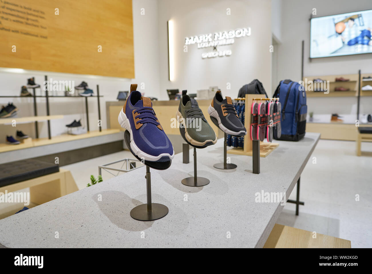 SINGAPORE - CIRCA APRIL, 2019: interior shot of MARK NASON LOS ANGELES X  SKECHERS store in Jewel Changi Airport Stock Photo - Alamy