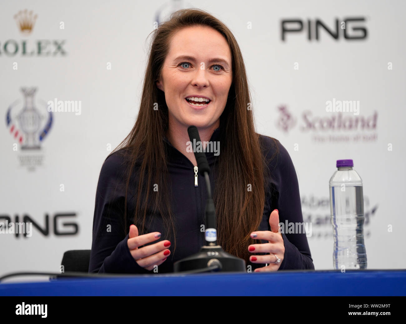 Auchterarder, Scotland, UK. 12 September 2019. Press conference with Team USA players for the 2019 Solheim Cup. Pictured; Brittany Altomare. Iain Masterton/Alamy Live News Stock Photo