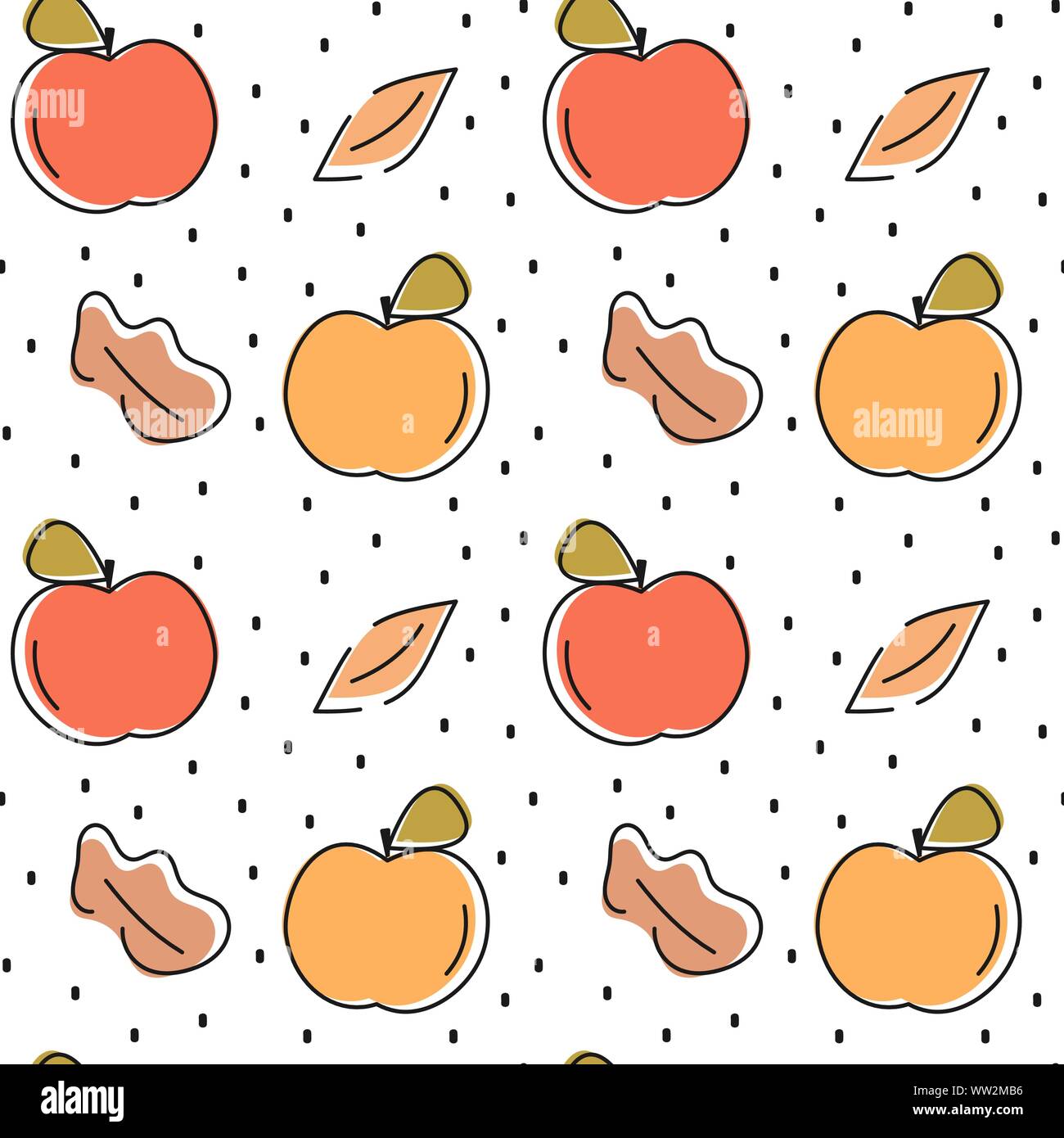 cute colorful hand drawn fresh apples seamless vector pattern ...