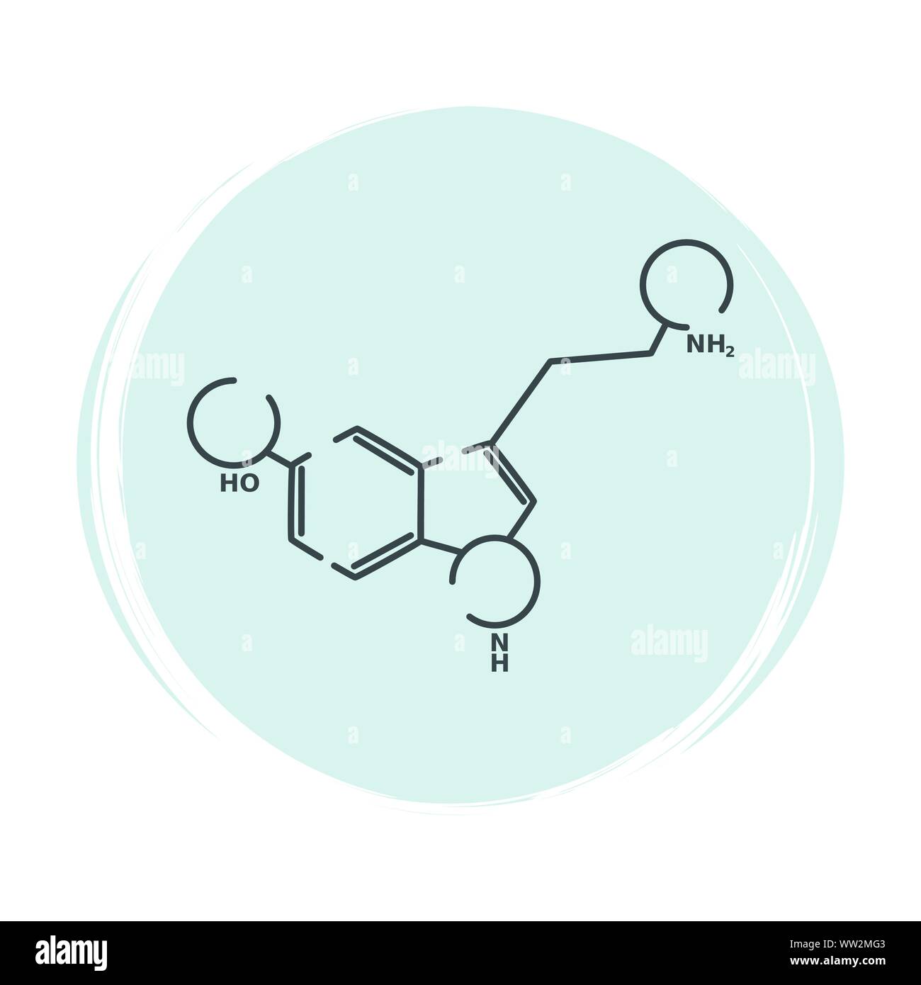 serotonin icon logo vector illustration on blue circle with brush texture Stock Vector