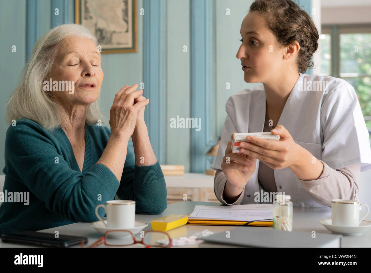 Doctor talking with patient Stock Photo