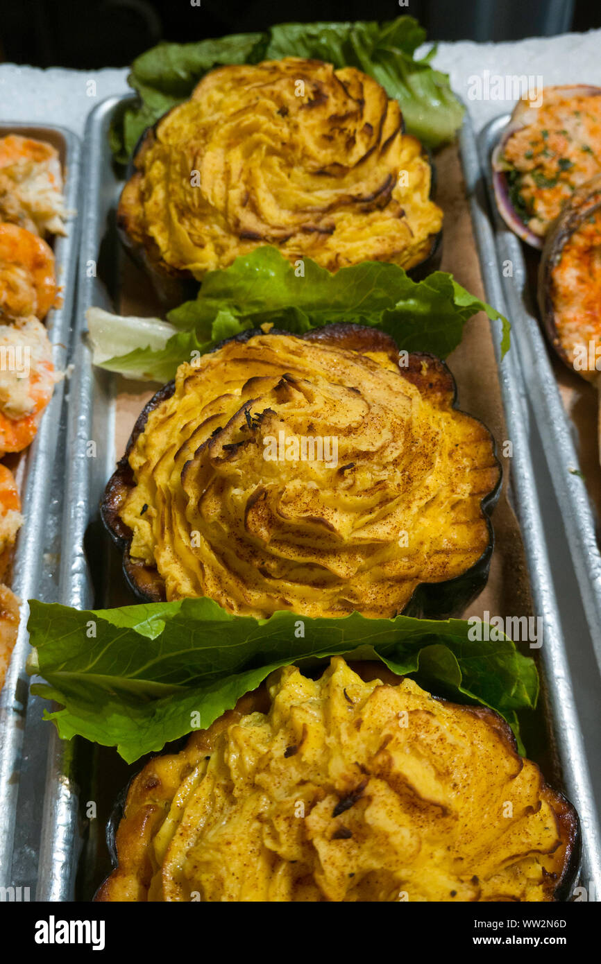Speciality Food at Pescatore Seafood, Grand Central Market, NYC Stock