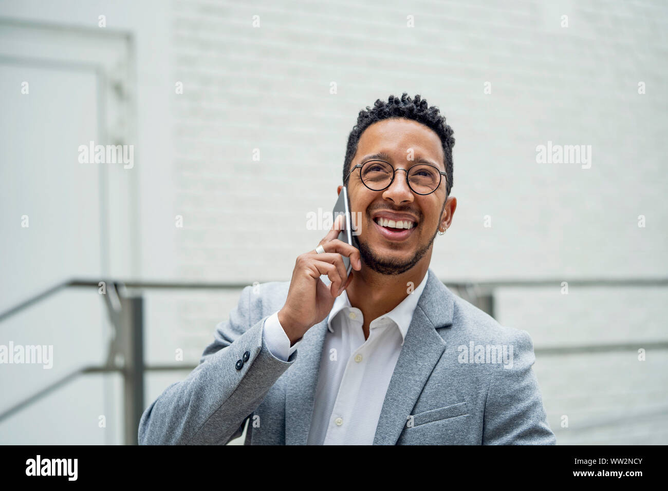 Businessman talking on smart phone Stock Photo