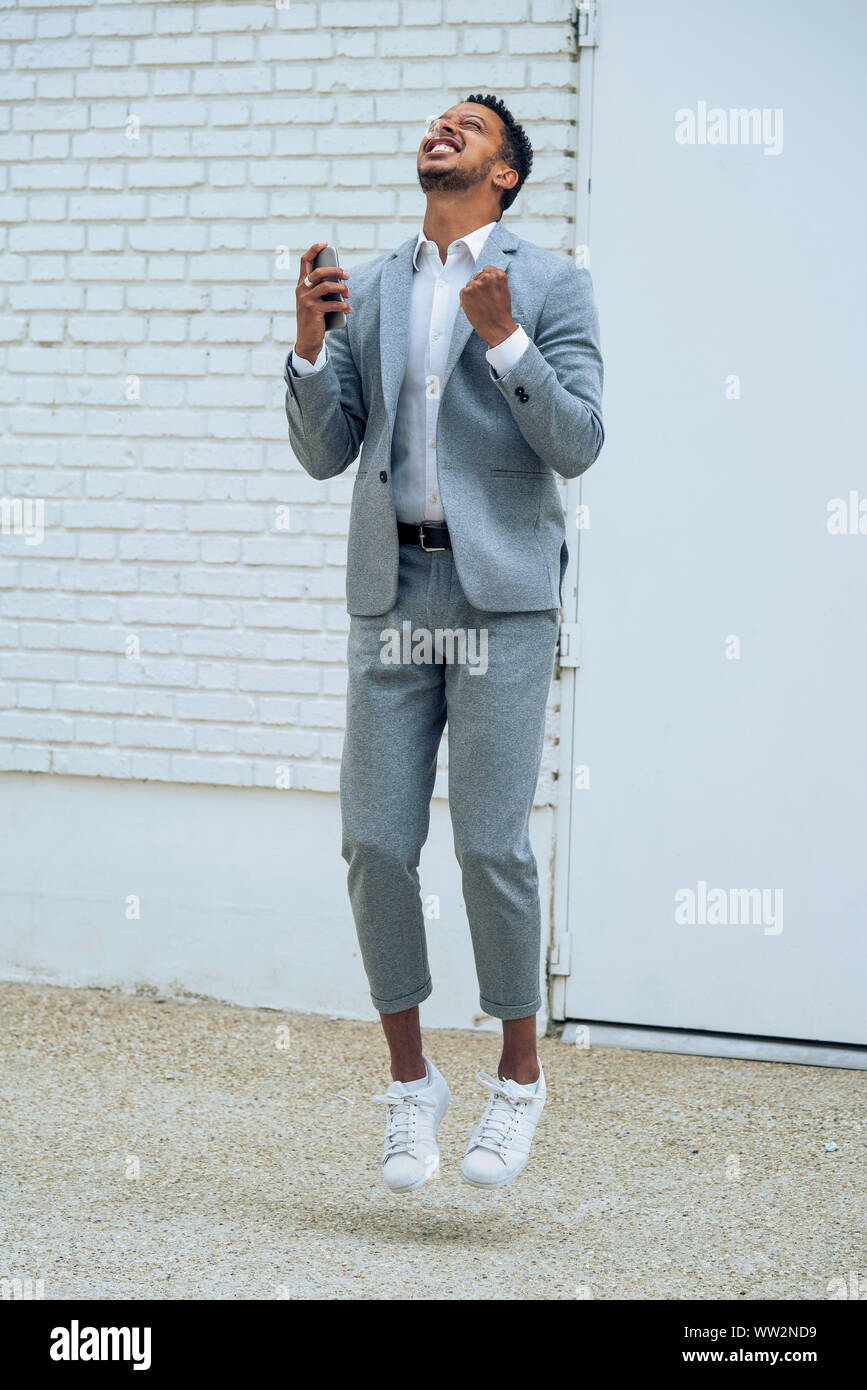 Man jumping outdoors Stock Photo - Alamy