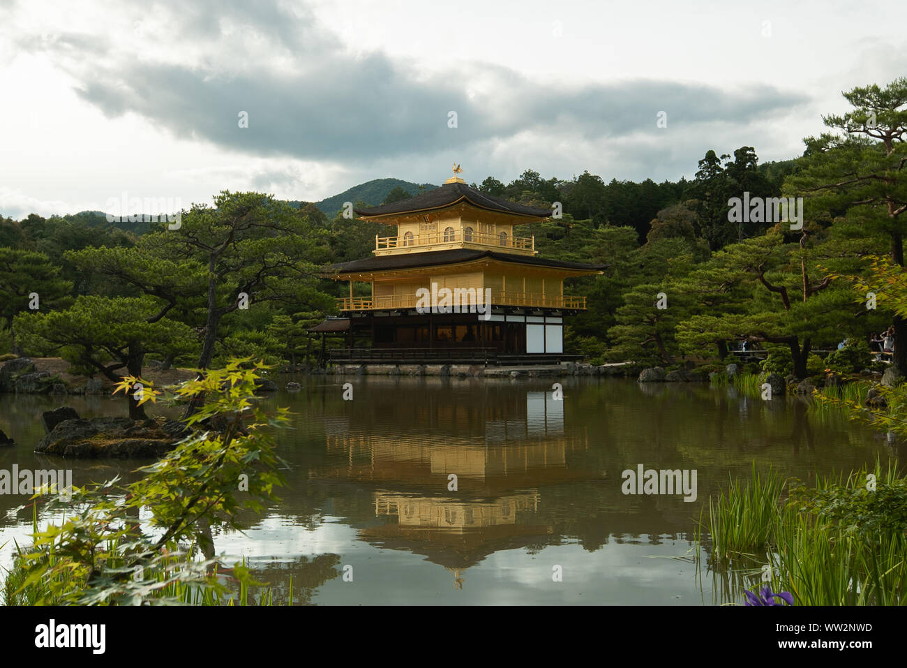 Temple of the Golden Pavilion with pond Stock Photo