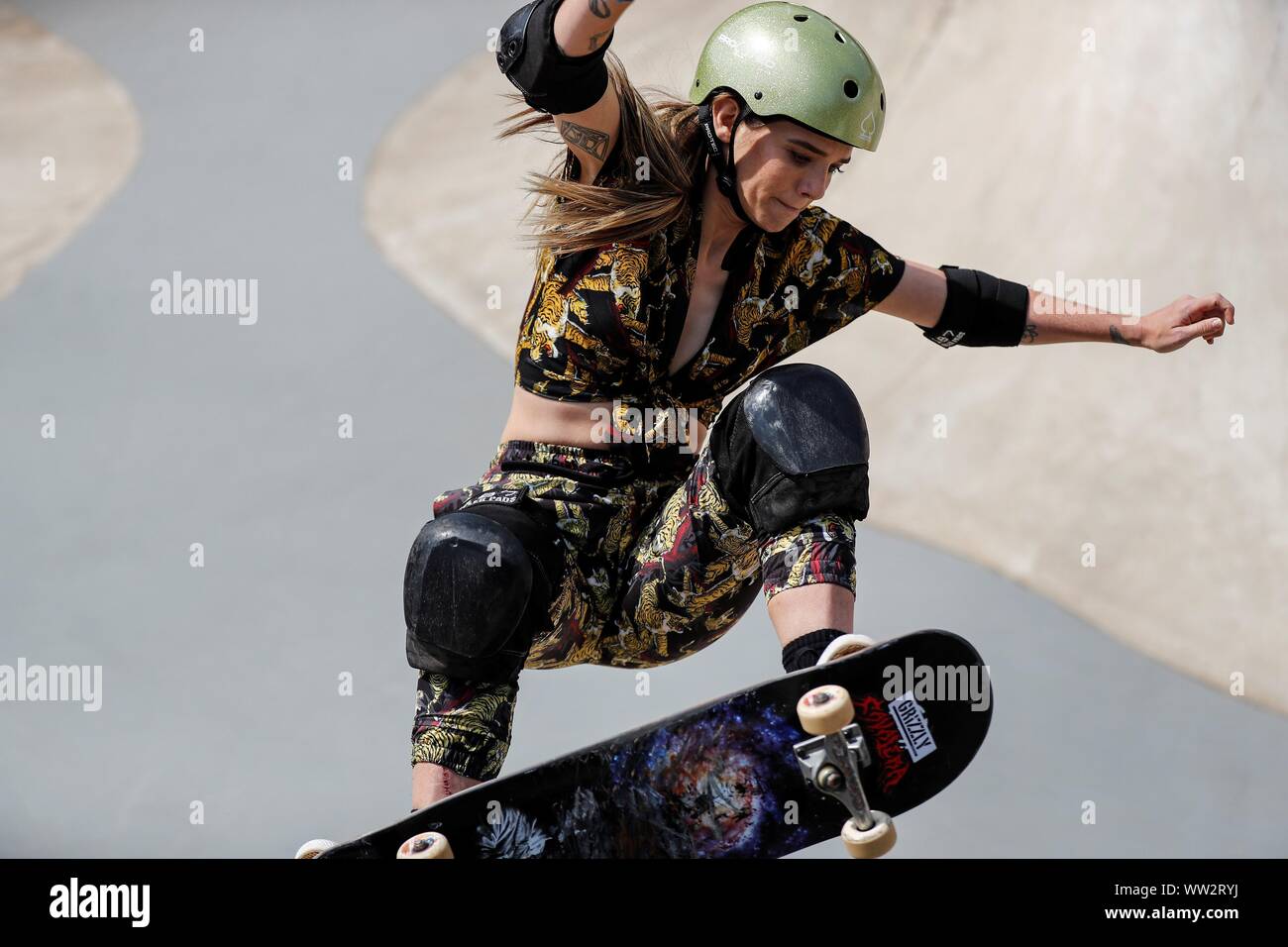 Sao Paulo Brazil 12th Sep 2019 Karen Jonz Of Brazil In Action During The Qualifiers Of The World Skate Championship In The Mode Park At The Candido Portinari Park In Sao Paulo