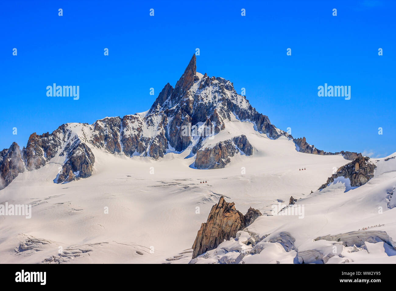 Dent du Geant seen from la Valle Blanche Stock Photo