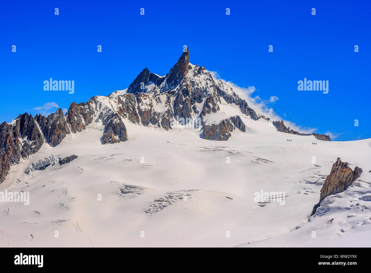 Dent du Geant seen from la Valle Blanche Stock Photo