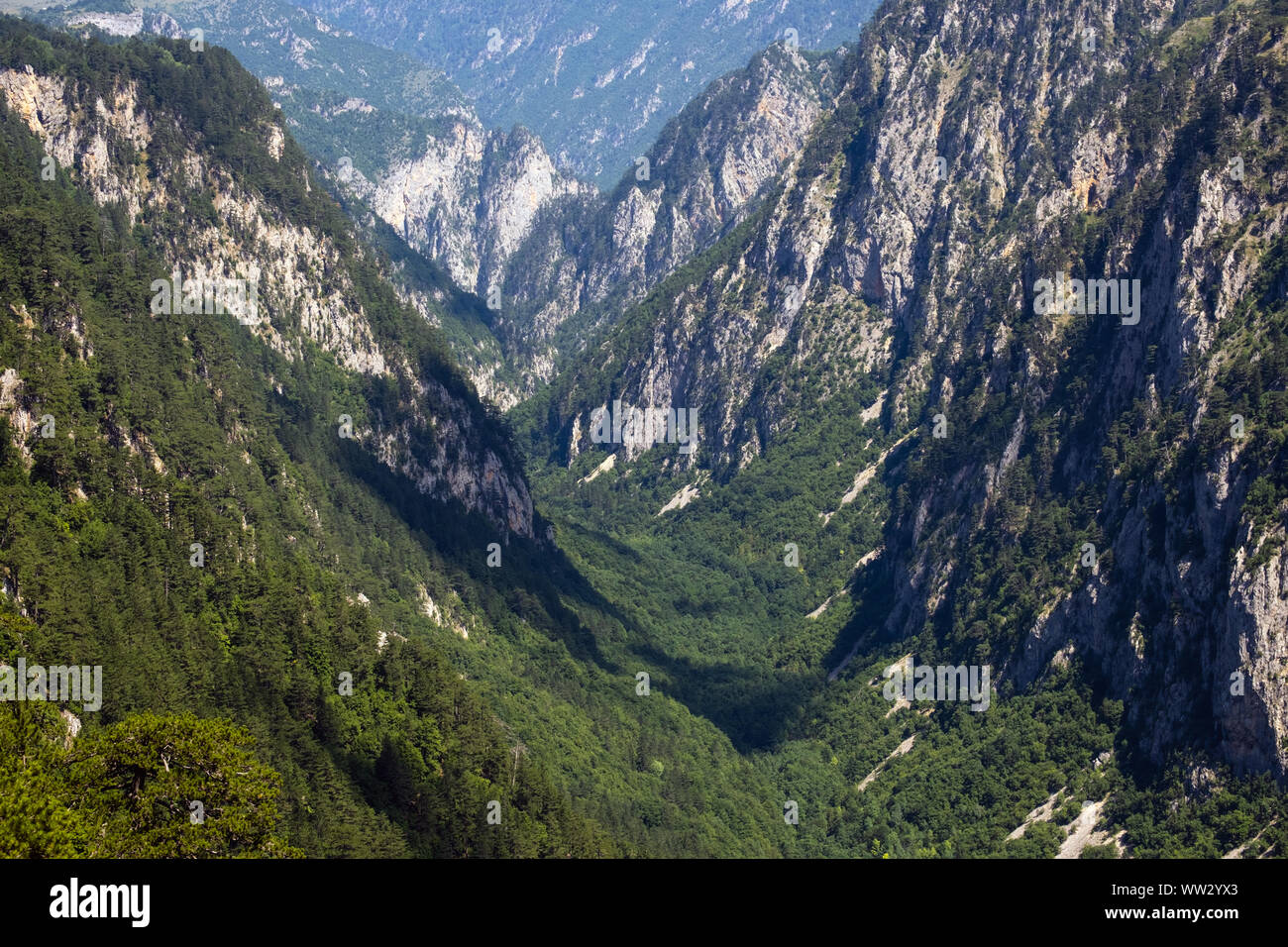 Picturesque summer mountain landscape of Tara Canyon in mountain Durmitor National Park, Montenegro, Europe, Balkans Dinaric Alps, UNESCO World Herita Stock Photo