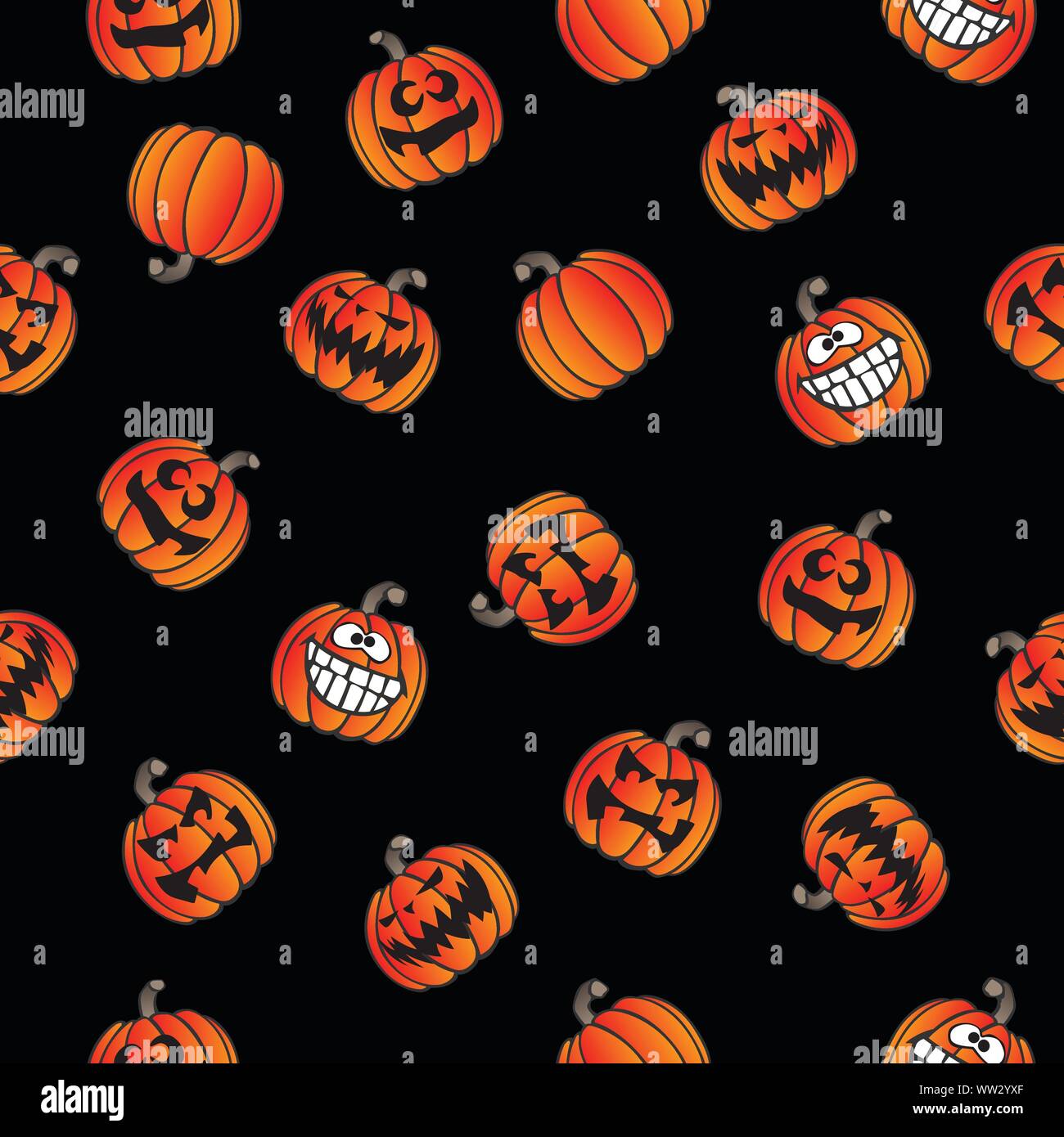 Fun Halloween Pumpkins Seamless Repeating Pattern Vector Illustration Stock Vector