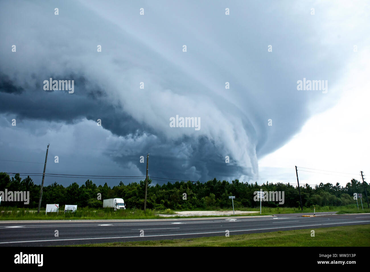 tornado touching down in florida, usa Stock Photo
