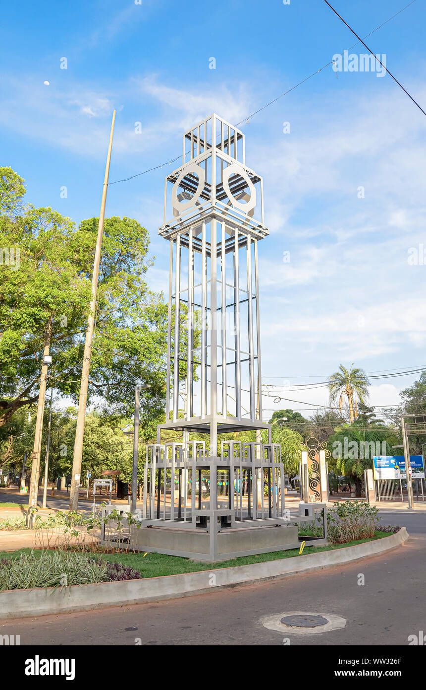 Campo Grande - MS, Brazil - September 08, 2019:  Monument at the corner of Afonso Pena avenue and 14 de Julho street. Known as Replica in honor to the Stock Photo