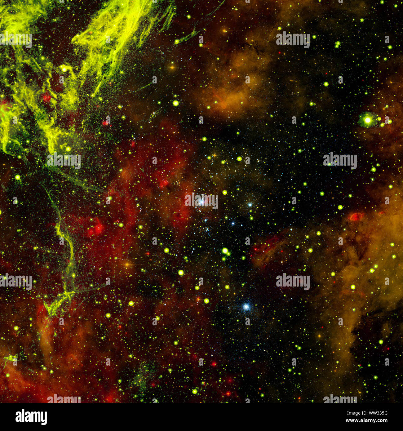 Universe scene with planets, stars and galaxies in outer space ...