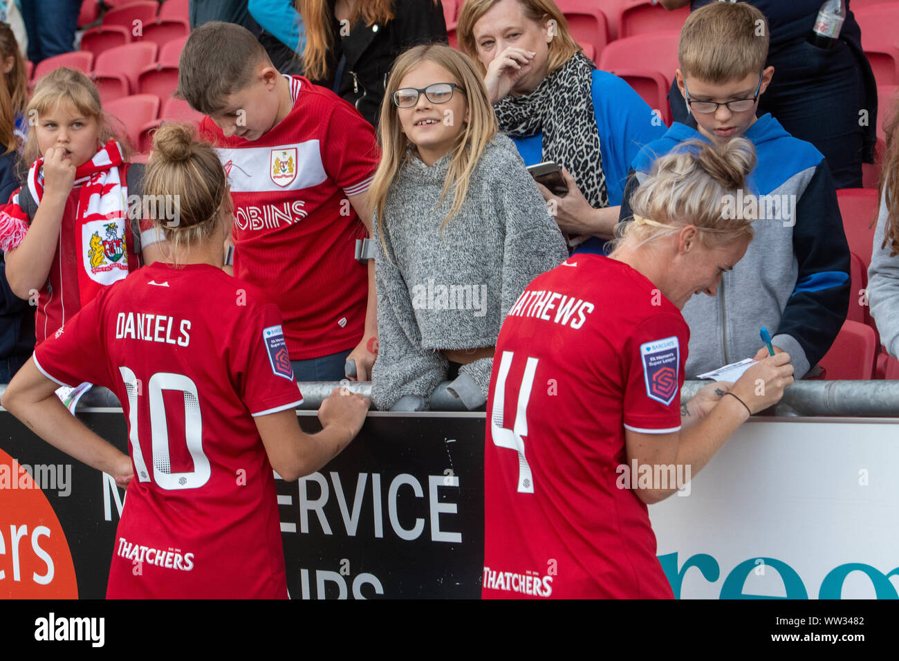 Bristol, England 7 September, 2019. Barclays FA Womens Super League match between Bristol City Women vs Brighton & Hove Albion at Ashton Gate. Stock Photo