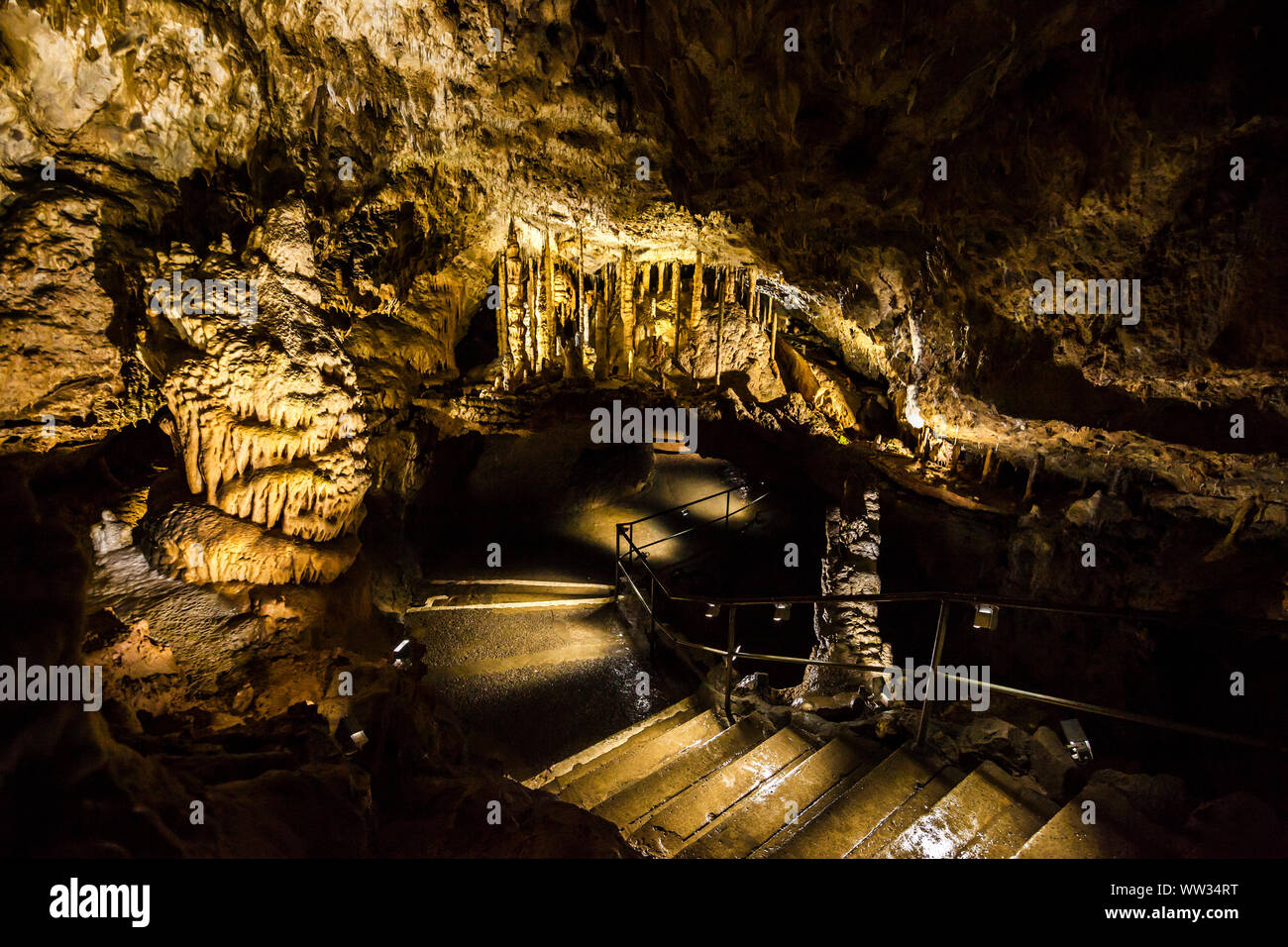 Interior of Han-sur-Lesse cave from Belgium Stock Photo